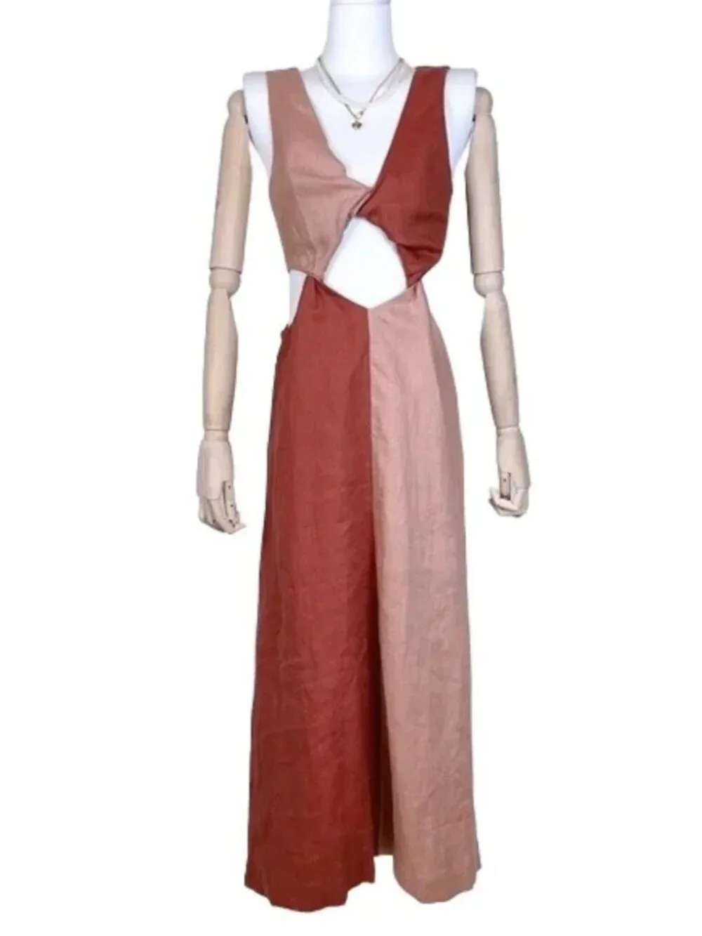 SOVERE Duet Linen Midi Dress Pink Spice